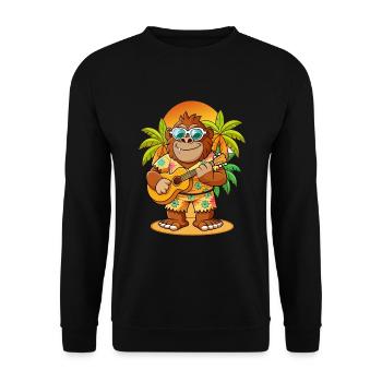 Lustige Bigfoot Cartoon Sommer Strand Sonnenbrille - Unisex Pullover - Schwarz - Vorne - Alina (178cm) & Michal (187cm)