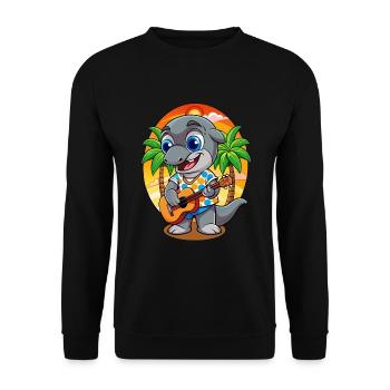 Lustige Delphin Cartoon Sommer Strand Sonnenbrille - Unisex Pullover - Schwarz - Vorne - Alina (178cm) & Michal (187cm)