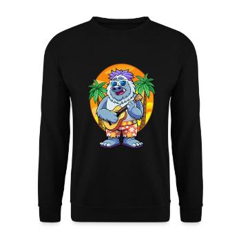 Drôle Yeti Dessin Animé Plage D’été Lunettes De Soleil Guitare - Sweat-shirt Unisexe - noir - Devant - Alina (178cm) & Michal (187cm)