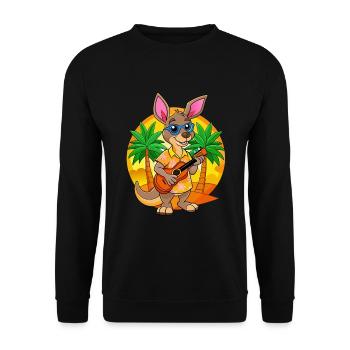 Funny Kangaroo Summer Beach Sunglasses Hawaiian - Unisex Sweatshirt - black - Front - Alina (178cm) & Michal (187cm)