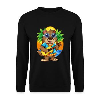 Funny Beaver Cartoon Summer Beach Sunglasses - Unisex Sweatshirt - black - Front - Alina (178cm) & Michal (187cm)