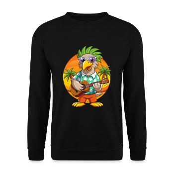 Lustige Adler Cartoon Sommer Strand Sonnenbrille Gitarre - Unisex Pullover - Schwarz - Vorne - Alina (178cm) & Michal (187cm)