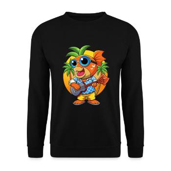 Drôle Poisson Dessin Animé Plage D’été Lunettes De Soleil Guitare - Sweat-shirt Unisexe - noir - Devant - Alina (178cm) & Michal (187cm)