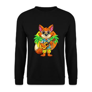 Drôle de renard dessin animé d’été plage lunettes de soleil guitare - Sweat-shirt Unisexe - noir - Devant - Alina (178cm) & Michal (187cm)