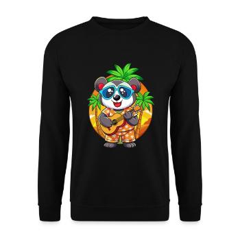 Drôle Panda Dessin Animé Plage D’été Lunettes De Soleil Guitare - Sweat-shirt Unisexe - noir - Devant - Alina (178cm) & Michal (187cm)