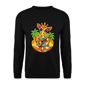 Lustige Giraffe Cartoon Sommer Strand Sonnenbrille - Unisex Pullover - Schwarz - Vorne - Alina (178cm) & Michal (187cm)