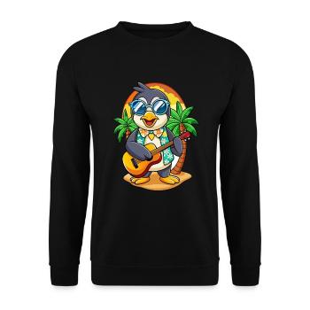Funny Penguin Summer Beach Sunglasses Hawaiian - Unisex Sweatshirt - black - Front - Alina (178cm) & Michal (187cm)