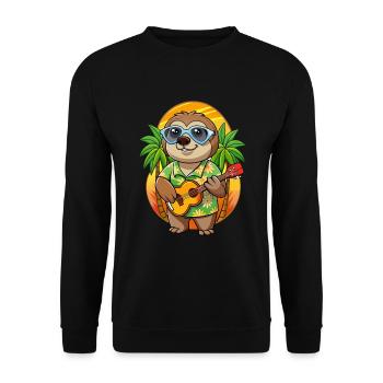Funny Sloth Summer Beach Sunglasses Hawaiian - Unisex Sweatshirt - black - Front - Alina (178cm) & Michal (187cm)