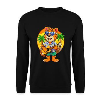 Lustige Tiger Sommer Strand Sonnenbrille Hawaiianisch - Unisex Pullover - Schwarz - Vorne - Alina (178cm) & Michal (187cm)
