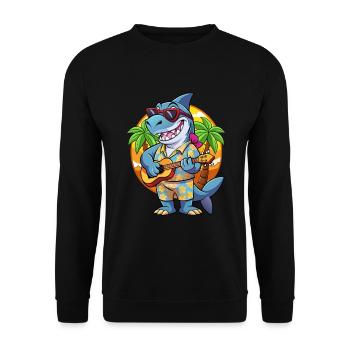 Funny Shark Summer Beach Sunglasses Hawaiian - Unisex Sweatshirt - black - Front - Alina (178cm) & Michal (187cm)