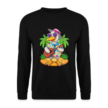 Lustige Gans Sommer Strand Sonnenbrille Hawaiianisch - Unisex Pullover - Schwarz - Vorne - Alina (178cm) & Michal (187cm)