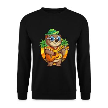 Drôle marmotte d’été plage lunettes de soleil hawaïenne - Sweat-shirt Unisexe - noir - Devant - Alina (178cm) & Michal (187cm)