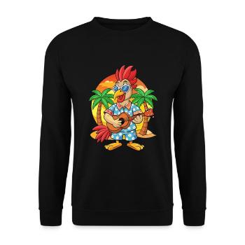 Lustige Hahn Sommer Strand Sonnenbrille Hawaiianisch - Unisex Pullover - Schwarz - Vorne - Alina (178cm) & Michal (187cm)