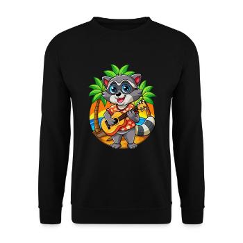 Lustige Waschbär Sommer Strand Sonnenbrille Hawaiianisch - Unisex Pullover - Schwarz - Vorne - Alina (178cm) & Michal (187cm)