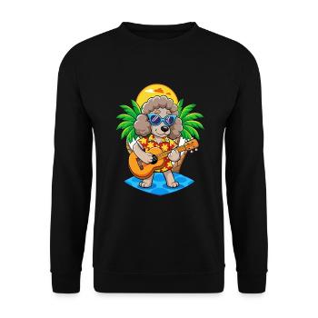 Lustige Pudel Hund Sommer Strand Sonnenbrille Hawaiianisch - Unisex Pullover - Schwarz - Vorne - Alina (178cm) & Michal (187cm)