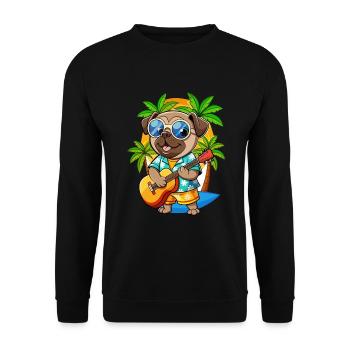 Funny Pug Dog Summer Beach Sunglasses Hawaiian - Unisex Sweatshirt - black - Front - Alina (178cm) & Michal (187cm)