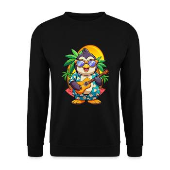 Funny Penguin Summer Beach Sunglasses Hawaiian - Unisex Sweatshirt - black - Front - Alina (178cm) & Michal (187cm)