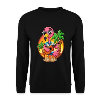 Lustige Flamingo Sommer Strand Sonnenbrille Hawaiianisch - Unisex Pullover - Schwarz - Vorne - Alina (178cm) & Michal (187cm)