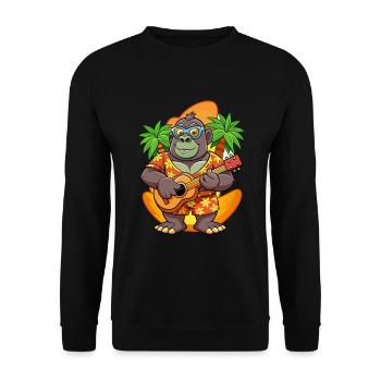 Funny Gorilla Summer Beach Sunglasses Hawaiian - Unisex Sweatshirt - black - Front - Alina (178cm) & Michal (187cm)