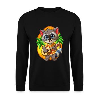 Lustige Waschbär Sommer Strand Sonnenbrille Hawaiianisch - Unisex Pullover - Schwarz - Vorne - Alina (178cm) & Michal (187cm)