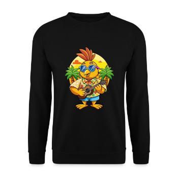 Lustige Wachtel Sommer Strand Sonnenbrille Hawaiianisch - Unisex Pullover - Schwarz - Vorne - Alina (178cm) & Michal (187cm)