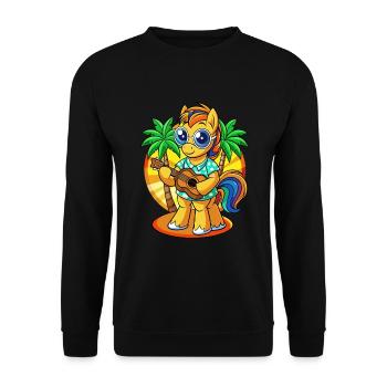 Lustige Pony Sommer Strand Sonnenbrille Hawaiianisch - Unisex Pullover - Schwarz - Vorne - Alina (178cm) & Michal (187cm)