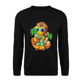 Funny Pony Summer Beach Sunglasses Hawaiian - Unisex Sweatshirt - black - Front - Alina (178cm) & Michal (187cm)