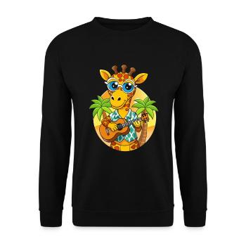 Funny Giraffe Summer Beach Sunglasses Hawaiian - Unisex Sweatshirt - black - Front - Alina (178cm) & Michal (187cm)