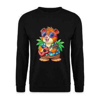 Drôle Cochon D’Inde Lunettes De Soleil De Plage D’été Hawaïen - Sweat-shirt Unisexe - noir - Devant - Alina (178cm) & Michal (187cm)