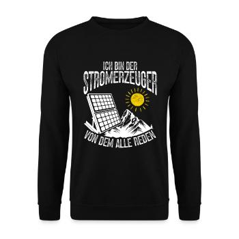 Système photovoltaïque Systèmes photovoltaïques Panneau solaire d’énergie verte - Sweat-shirt Unisexe - noir - Devant - Alina (178cm) & Michal (187cm)