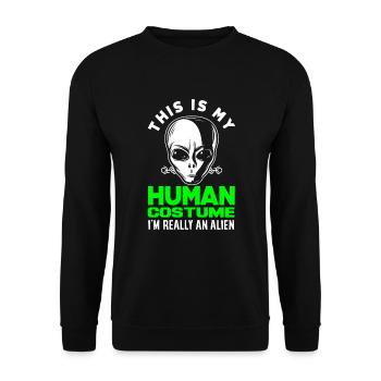 Lustiges Alien Außerirdische Geschenk - Unisex Pullover - Schwarz - Vorne - Alina (178cm) & Michal (187cm)