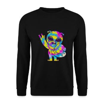 Lustiges Alien Außerirdische Geschenk - Unisex Pullover - Schwarz - Vorne - Alina (178cm) & Michal (187cm)