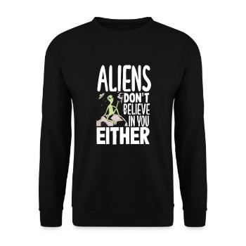 Lustiges Alien Außerirdische Geschenk - Unisex Pullover - Schwarz - Vorne - Alina (178cm) & Michal (187cm)