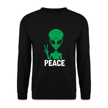 Funny Alien Alien Gift - Unisex Sweatshirt - black - Front - Alina (178cm) & Michal (187cm)