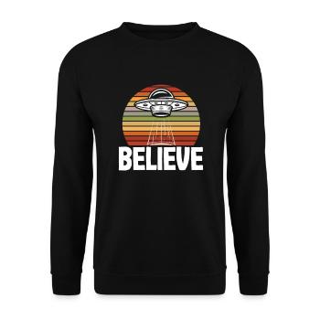 Lustiges Alien Außerirdische Geschenk - Unisex Pullover - Schwarz - Vorne - Alina (178cm) & Michal (187cm)