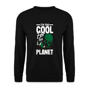 Lustiges Alien Außerirdische Geschenk - Unisex Pullover - Schwarz - Vorne - Alina (178cm) & Michal (187cm)