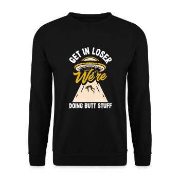 Lustiges Alien Außerirdische Geschenk - Unisex Pullover - Schwarz - Vorne - Alina (178cm) & Michal (187cm)