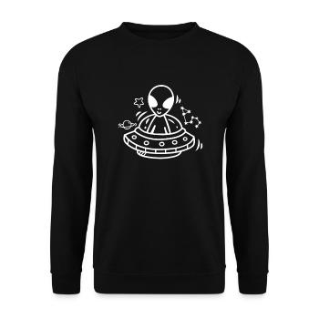 Lustiges Alien Außerirdische Geschenk - Unisex Pullover - Schwarz - Vorne - Alina (178cm) & Michal (187cm)