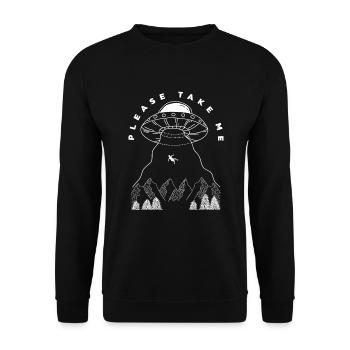 Lustiges Alien Außerirdische Geschenk - Unisex Pullover - Schwarz - Vorne - Alina (178cm) & Michal (187cm)