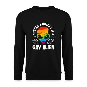 Lustiges Alien Außerirdische Geschenk - Unisex Pullover - Schwarz - Vorne - Alina (178cm) & Michal (187cm)