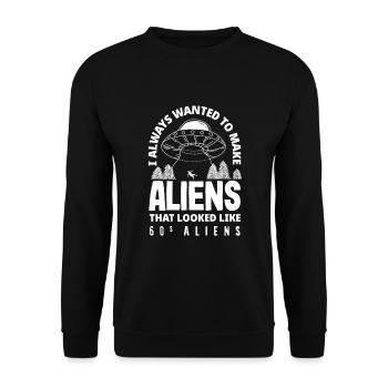 Funny Alien Alien Gift - Unisex Sweatshirt - black - Front - Alina (178cm) & Michal (187cm)