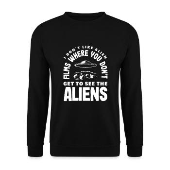 Lustiges Alien Außerirdische Geschenk - Unisex Pullover - Schwarz - Vorne - Alina (178cm) & Michal (187cm)