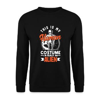 Lustiges Alien Außerirdische Geschenk - Unisex Pullover - Schwarz - Vorne - Alina (178cm) & Michal (187cm)