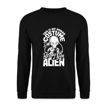 Funny Alien Alien Gift - Unisex Sweatshirt - black - Front - Alina (178cm) & Michal (187cm)
