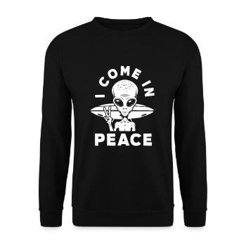 Lustiges Alien Außerirdische Geschenk - Unisex Pullover - Schwarz - Vorne - Alina (178cm) & Michal (187cm)