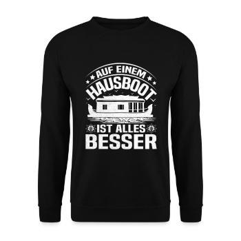 Houseboat Owner Boat License Boat Owner - Unisex Sweatshirt - black - Front - Alina (178cm) & Michal (187cm)