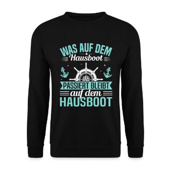 Houseboat captain with houseboat crew & - Unisex Sweatshirt - black - Front - Alina (178cm) & Michal (187cm)