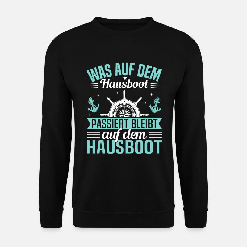 Hausbootkapitän mit Hausboot Crew & - Unisex Pullover - Schwarz