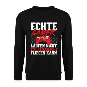 Gaming Monitor PC Gamer Videospiel Controller - Unisex Pullover - Schwarz - Vorne - Alina (178cm) & Michal (187cm)