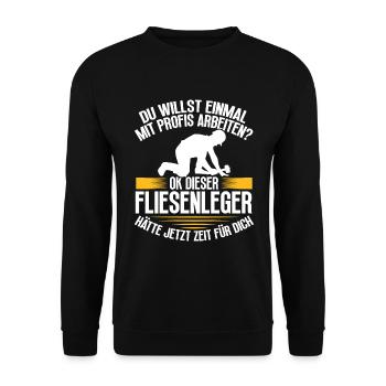 Tiler occupation craftsman journeyman - Unisex Sweatshirt - black - Front - Alina (178cm) & Michal (187cm)